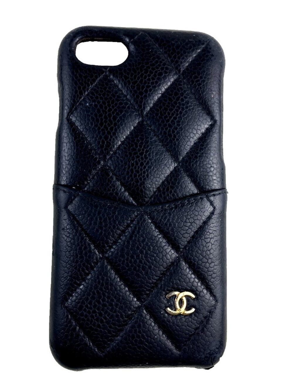 Authentic Chanel iPhone Se Or 7 Case Caviar Quilted Pocket